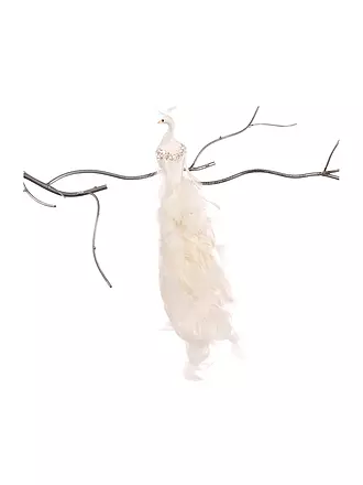 GOODWILL | Figurine décorative Paon feuille sur pince 41cm blanc | 